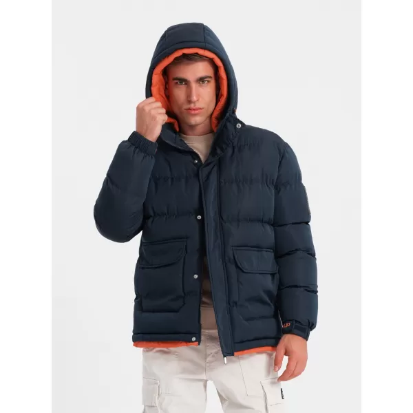  Pánska zimná bunda OMBRE om-jahp-0208 Navy modrá 