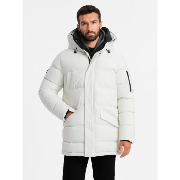  Pánska bunda OMBRE OM-JALJ-0201 BIELA 