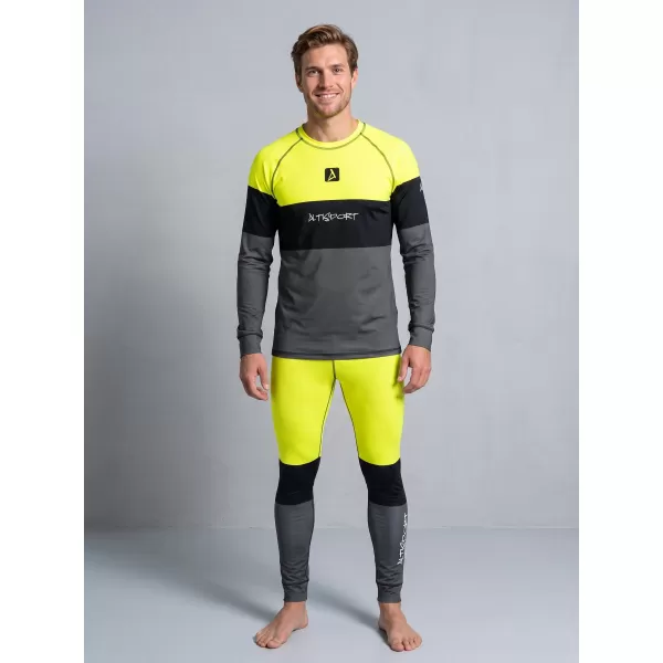  Prémiové pánske funkčné termo tričko s dlhým rukávom ALTISPORT VOJ/ALM051TER01 NEÓNOVÁ ŽLTÁ/ŠEDÁ 