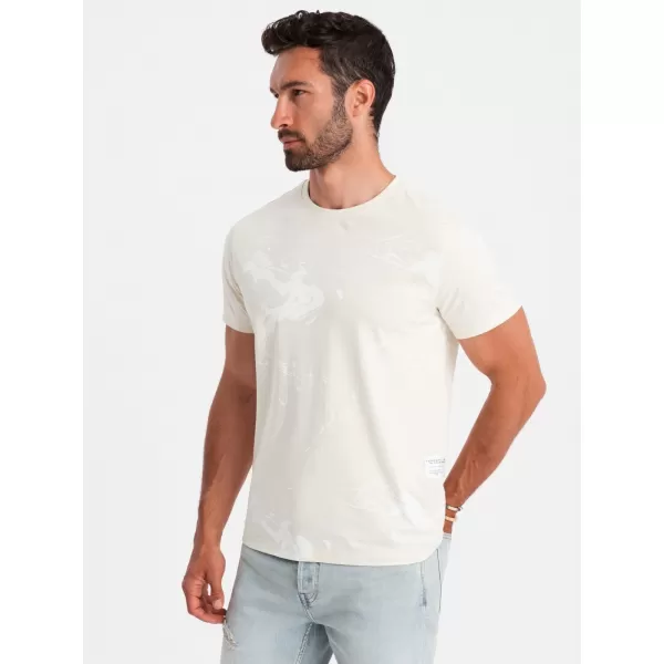  Pánske tričko OMBRE OM-TSFP-0184 KRÉM 