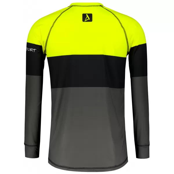  Prémiové pánske funkčné termo tričko s dlhým rukávom ALTISPORT VOJ/ALM051TER01 NEÓNOVÁ ŽLTÁ/ŠEDÁ 