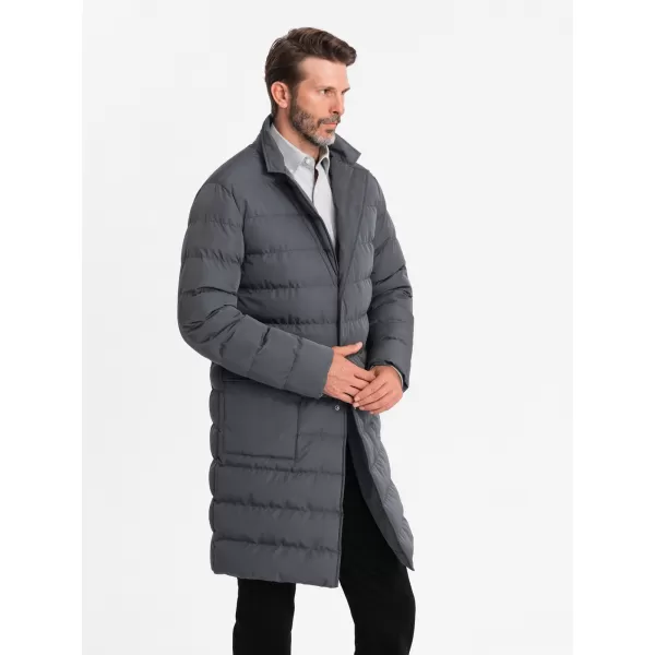  Pánsky kabát OMBRE OM-JALJ-0177 GRAPHITE 