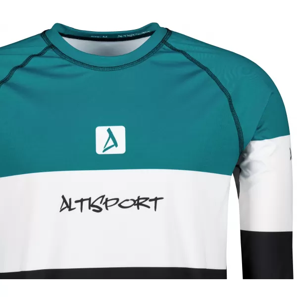  Prémiové pánske funkčné termo tričko s dlhým rukávom ALTISPORT VOJ/ALM051TER01 PETROLEJ/ČIERNA 