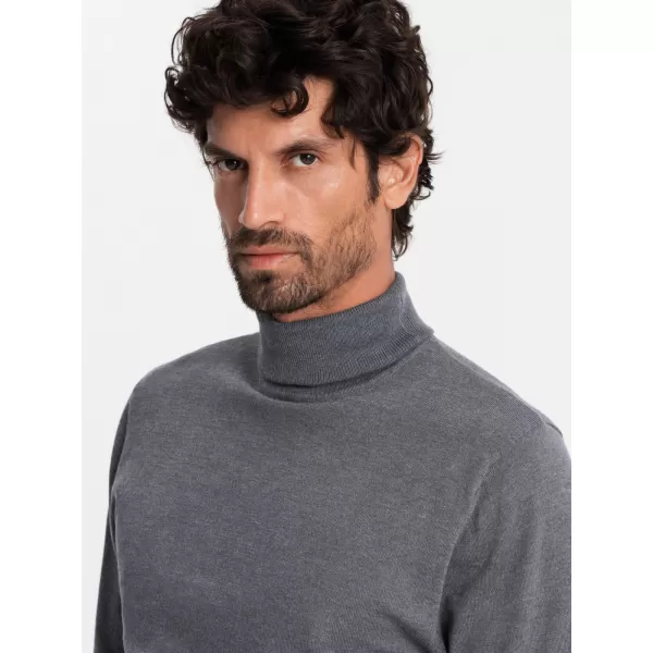  Pánsky sveter OMBRE OM-SWTN-0101 SIVÁ MELANŽ 