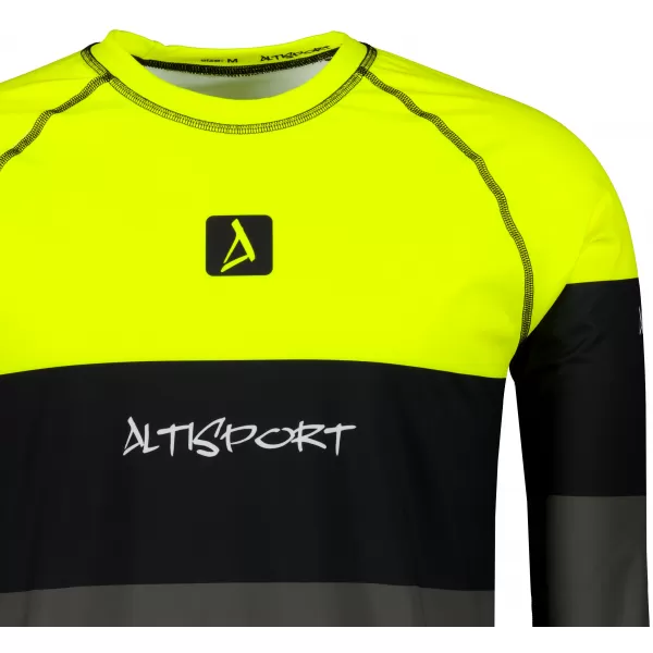  Prémiové pánske funkčné termo tričko s dlhým rukávom ALTISPORT VOJ/ALM051TER01 NEÓNOVÁ ŽLTÁ/ŠEDÁ 
