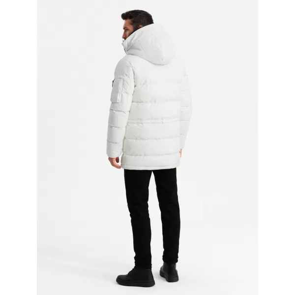  Pánska bunda OMBRE OM-JALJ-0201 BIELA 