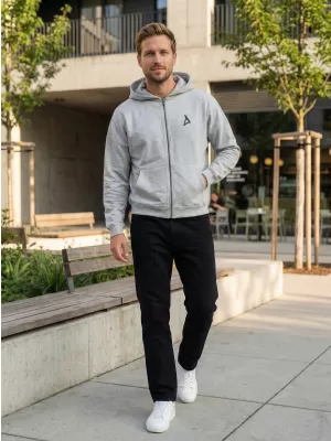 Pánska mikina na zips z 90. rokov ALTISPORT BYB/ALM002BY254 TMAVOSIVÝ MELÍR