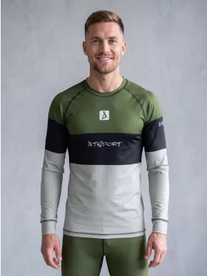 Prémiové pánske funkčné termo tričko s dlhým rukávom ALTISPORT VOJ/ALM051TER01 KAKI