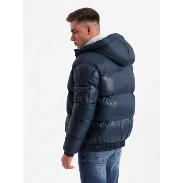  Pánska bunda OMBRE OM-JAHP-0207 NÁMORNÍCKA MODRÁ 
