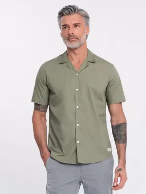 Pánska košeľa OMBRE om-shss-0168 khaki