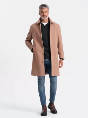 Pánsky kabát OMBRE om-cowc-0106 hnedá