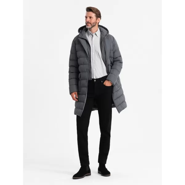  Pánsky kabát OMBRE OM-JALJ-0177 GRAPHITE 