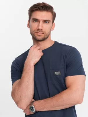 Pánske tričko OMBRE om-tsct-0109 NAVY BLUE