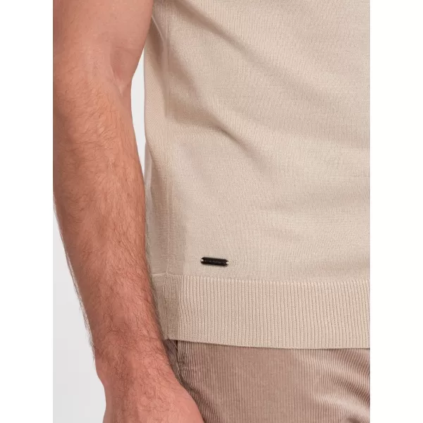  Pánske tričko s béžovým golierom OMBRE Om-Ips-0118 