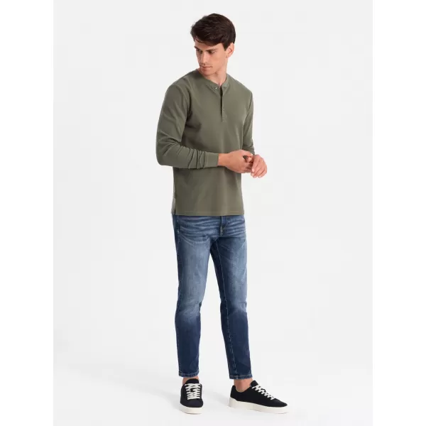  Pánske tričko s Olive s dlhým rukávom OMBRE OM-LSCL-0120 