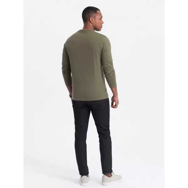  Pánske tričko s dlhým rukávom OMBRE om-lsbl-0108 Dark Olive 