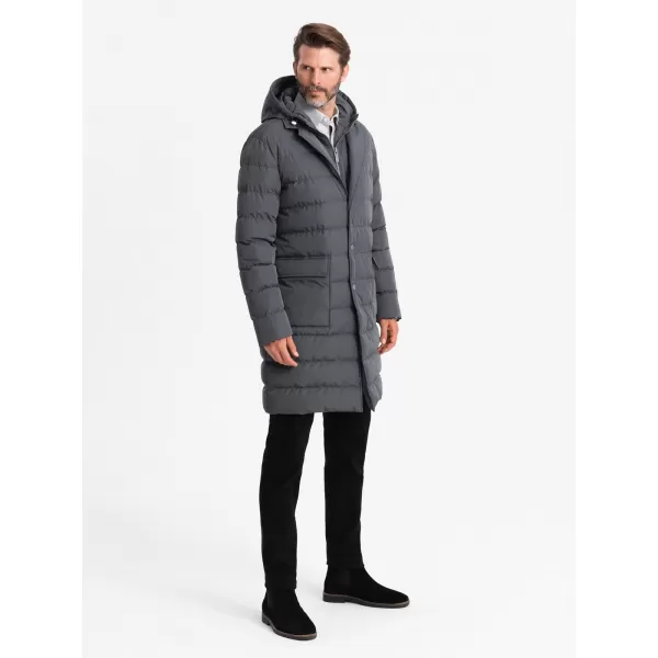  Pánsky kabát OMBRE OM-JALJ-0177 GRAPHITE 