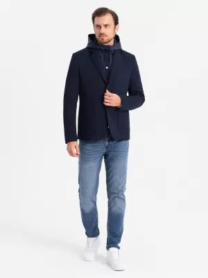 Pánska bunda OMBRE om-blzb-0133 NAVY BLUE