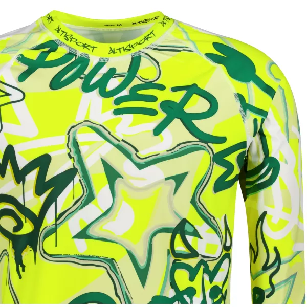  Prémiové pánske funkčné termo tričko s dlhým rukávom ALTISPORT VOJ/ALM054TER01 FLUORESCENČNÁ ZELENÁ 