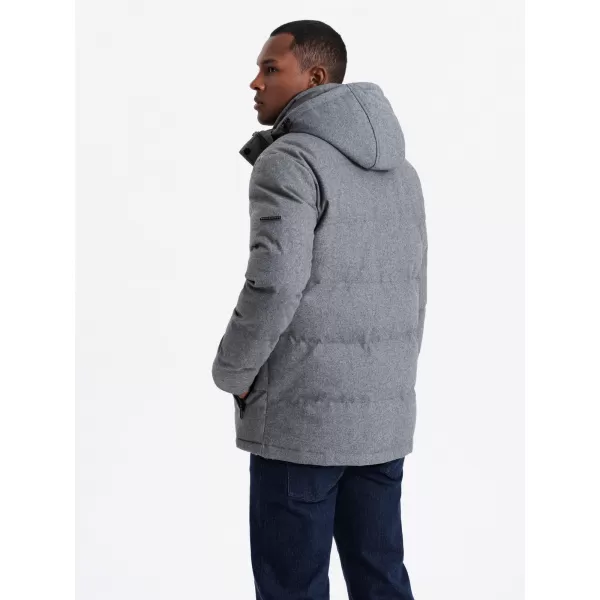  Pánska bunda OMBRE OM-JAHP-0203 SIVÁ 