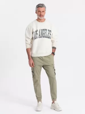 Pánske nohavice OMBRE om-pajo-0125 khaki