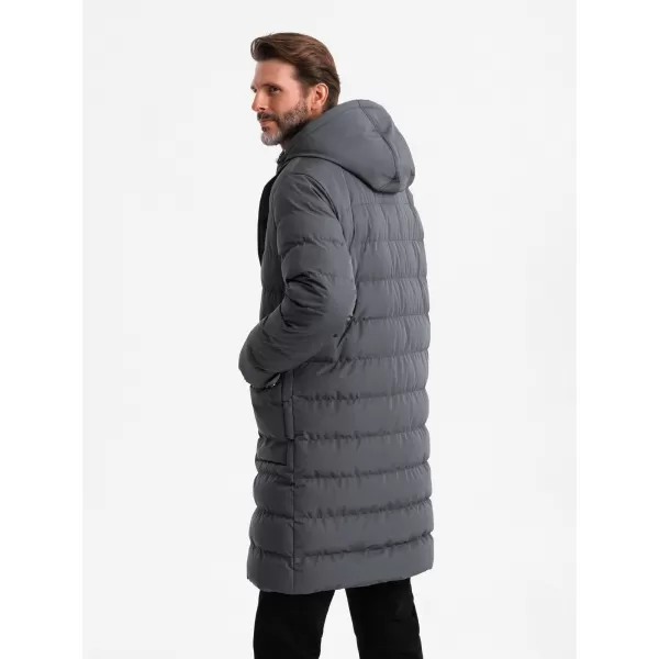  Pánsky kabát OMBRE OM-JALJ-0177 GRAPHITE 