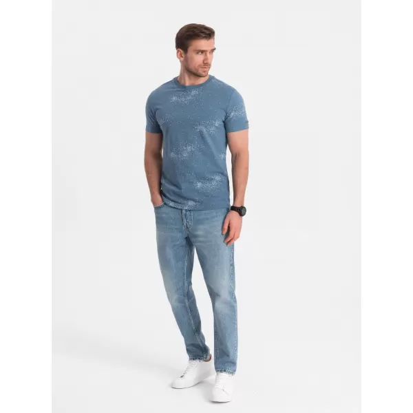  Pánske tričko OMBRE OM-TSFP-0179 Blue Denim 