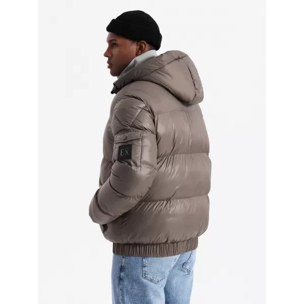  Pánska bunda OMBRE OM-JAHP-0207 TMAVO BÉŽOVÁ 