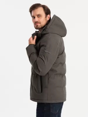 Pánska bunda OMBRE OM-JAHP-0203 OLIVOVÝ