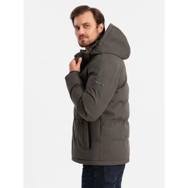  Pánska bunda OMBRE OM-JAHP-0203 OLIVOVÝ 