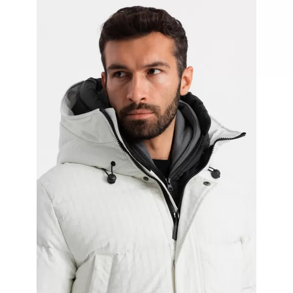  Pánska bunda OMBRE OM-JALJ-0201 BIELA 