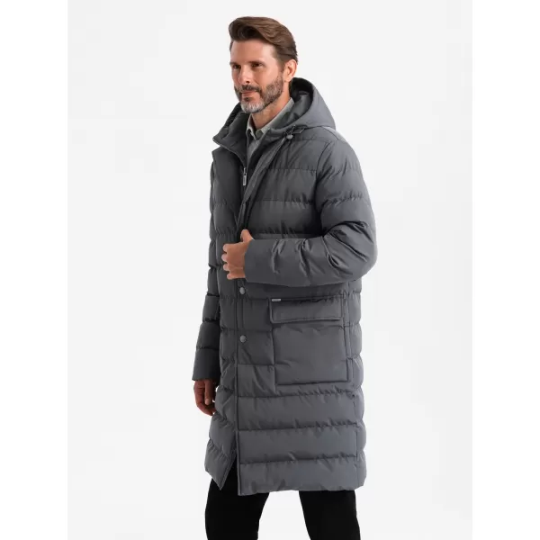  Pánsky kabát OMBRE OM-JALJ-0177 GRAPHITE 