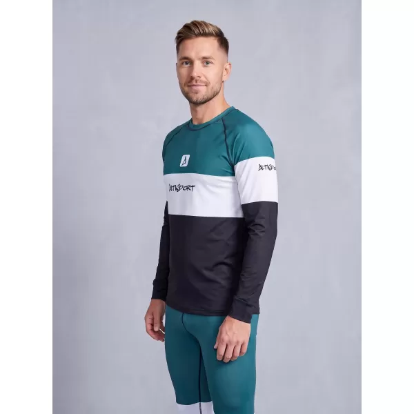  Prémiové pánske funkčné termo tričko s dlhým rukávom ALTISPORT VOJ/ALM051TER01 PETROLEJ/ČIERNA 