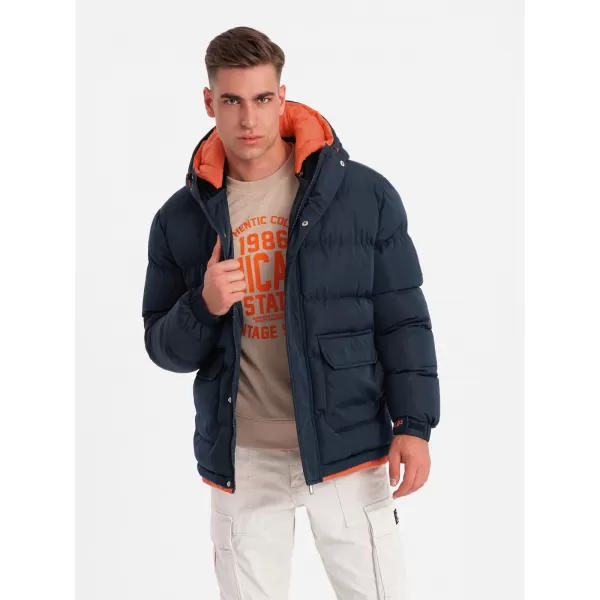  Pánska zimná bunda OMBRE om-jahp-0208 Navy modrá 