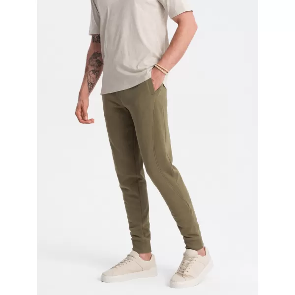  Pánske tepláky OMBRE OM-PABS-0174 OLIVOVÝ 