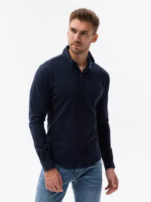 Pánska košeľa OMBRE om-shcs-0177 Navy modrá