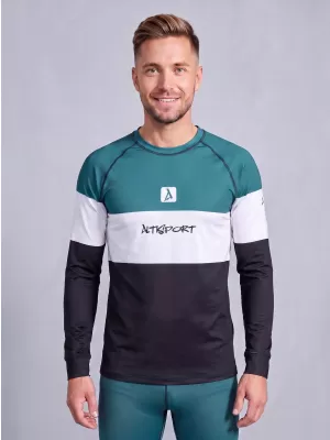 Prémiové pánske funkčné termo tričko s dlhým rukávom ALTISPORT VOJ/ALM051TER01 PETROLEJ/ČIERNA