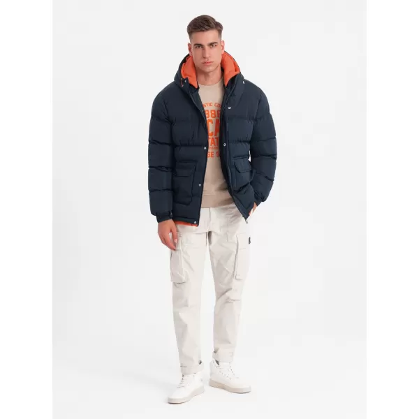  Pánska zimná bunda OMBRE om-jahp-0208 Navy modrá 