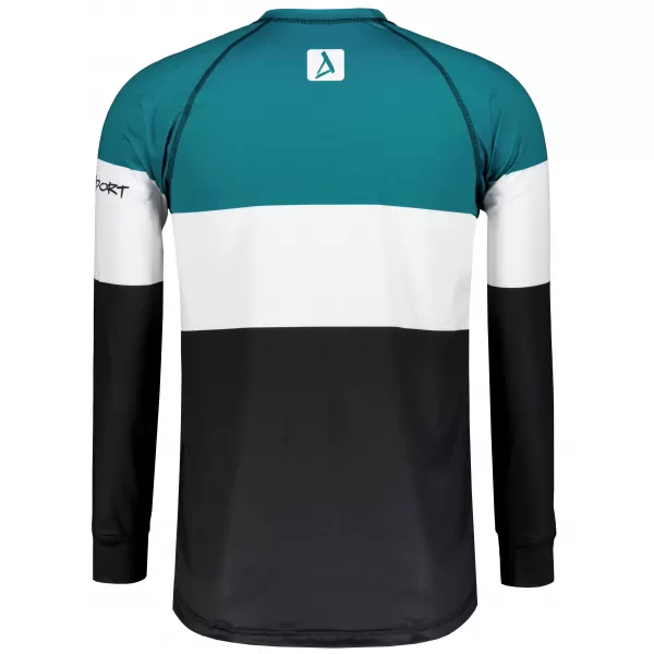  Prémiové pánske funkčné termo tričko s dlhým rukávom ALTISPORT VOJ/ALM051TER01 PETROLEJ/ČIERNA 
