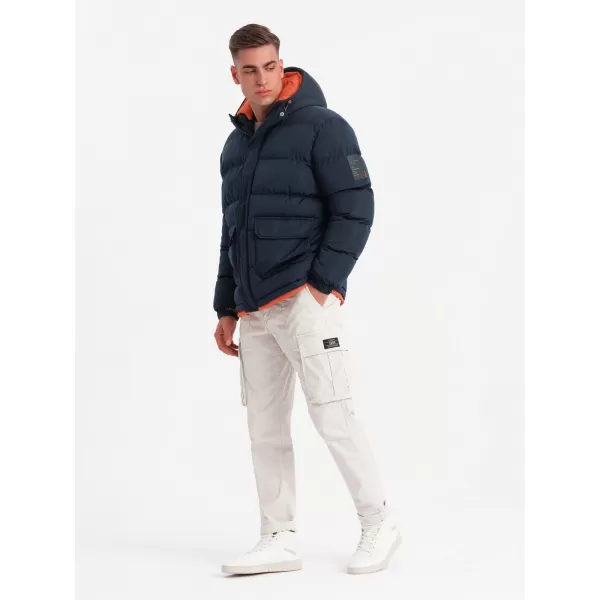  Pánska zimná bunda OMBRE om-jahp-0208 Navy modrá 