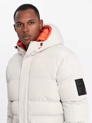 Pánska zimná bunda OMBRE om-jahp-0208 popol