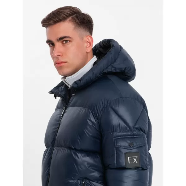 Pánska bunda OMBRE OM-JAHP-0207 NÁMORNÍCKA MODRÁ 