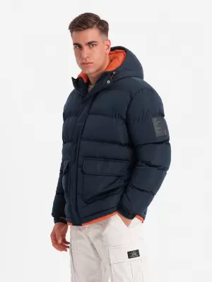 Pánska zimná bunda OMBRE om-jahp-0208 Navy modrá