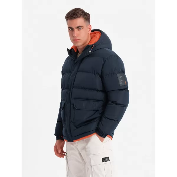  Pánska zimná bunda OMBRE om-jahp-0208 Navy modrá 
