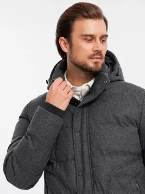 Pánska bunda OMBRE OM-JAHP-0203 ČIERNA MELANŽ
