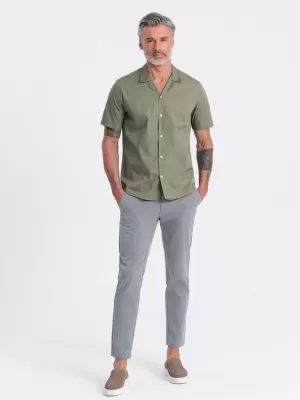 Pánska košeľa OMBRE om-shss-0168 khaki
