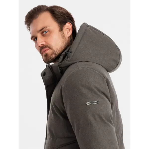  Pánska bunda OMBRE OM-JAHP-0203 OLIVOVÝ 