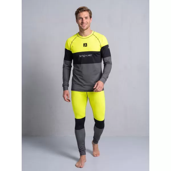  Prémiové pánske funkčné termo nohavice ALTISPORT VOJ/ALM051TER02 NEÓNOVÁ ŽLTÁ/ŠEDÁ 