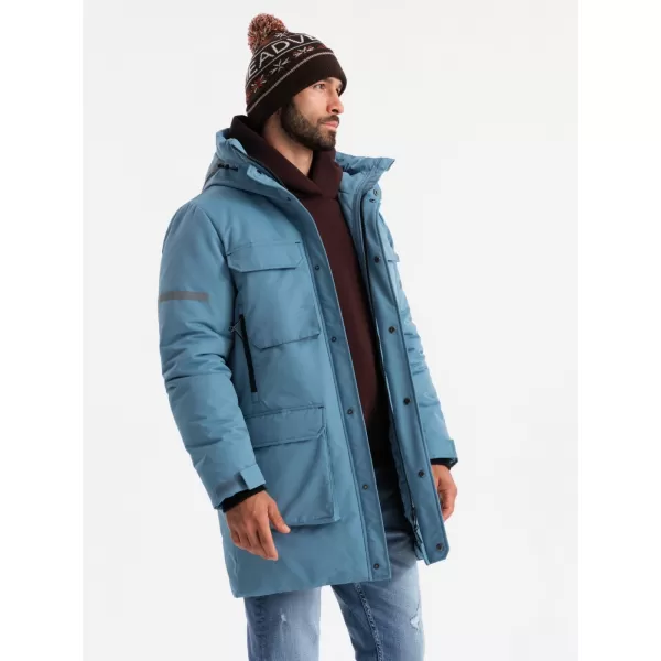  Pánska bunda OMBRE OM-JALJ-0169 MODRÁ 
