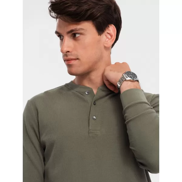  Pánske tričko s Olive s dlhým rukávom OMBRE OM-LSCL-0120 